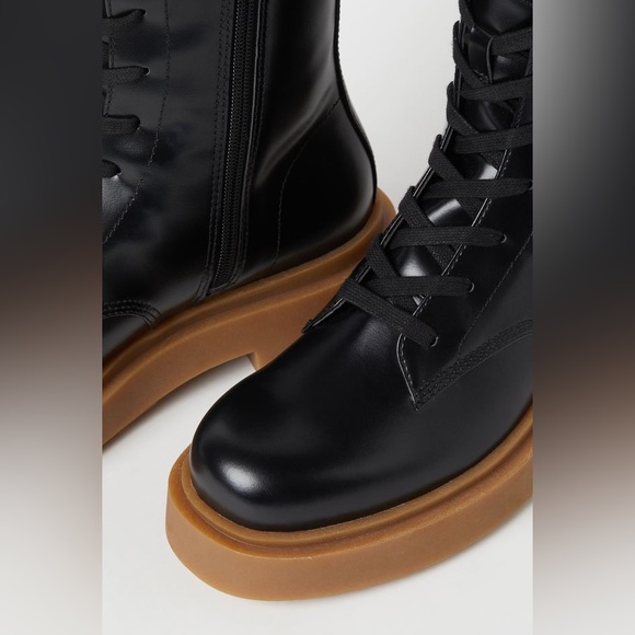 NWOT H&M Women’s Combat Military Boots Lace Up Zipper Chunky Moto Black 39/ 8 - Picture 5 of 13
